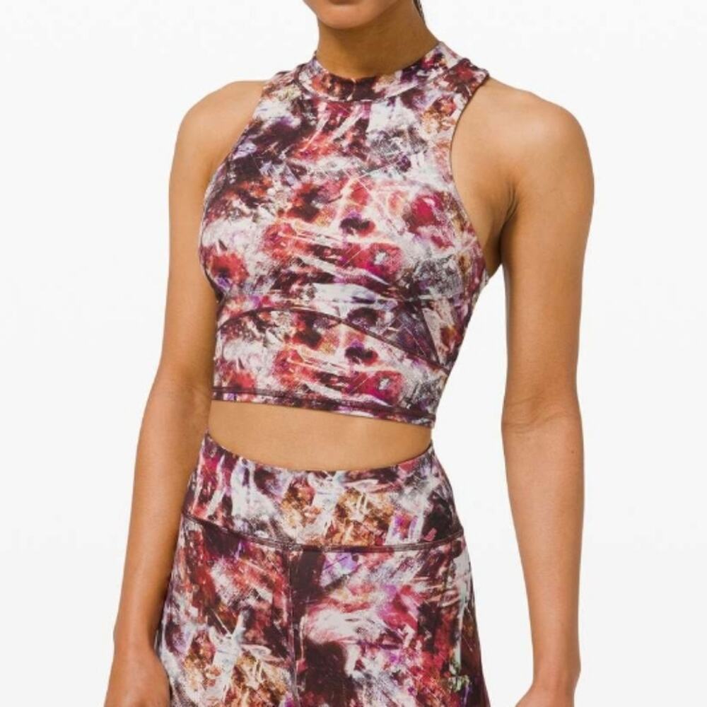 Lululemon Urbantricity Multi Dark Terracotta Everlux and Mesh Cropped Tank 4